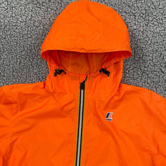 K‑Way Le Vrai 3.0 Orange Hooded Waterproof Windbreaker Rain Jacket Men's L - Picture 4 of 14